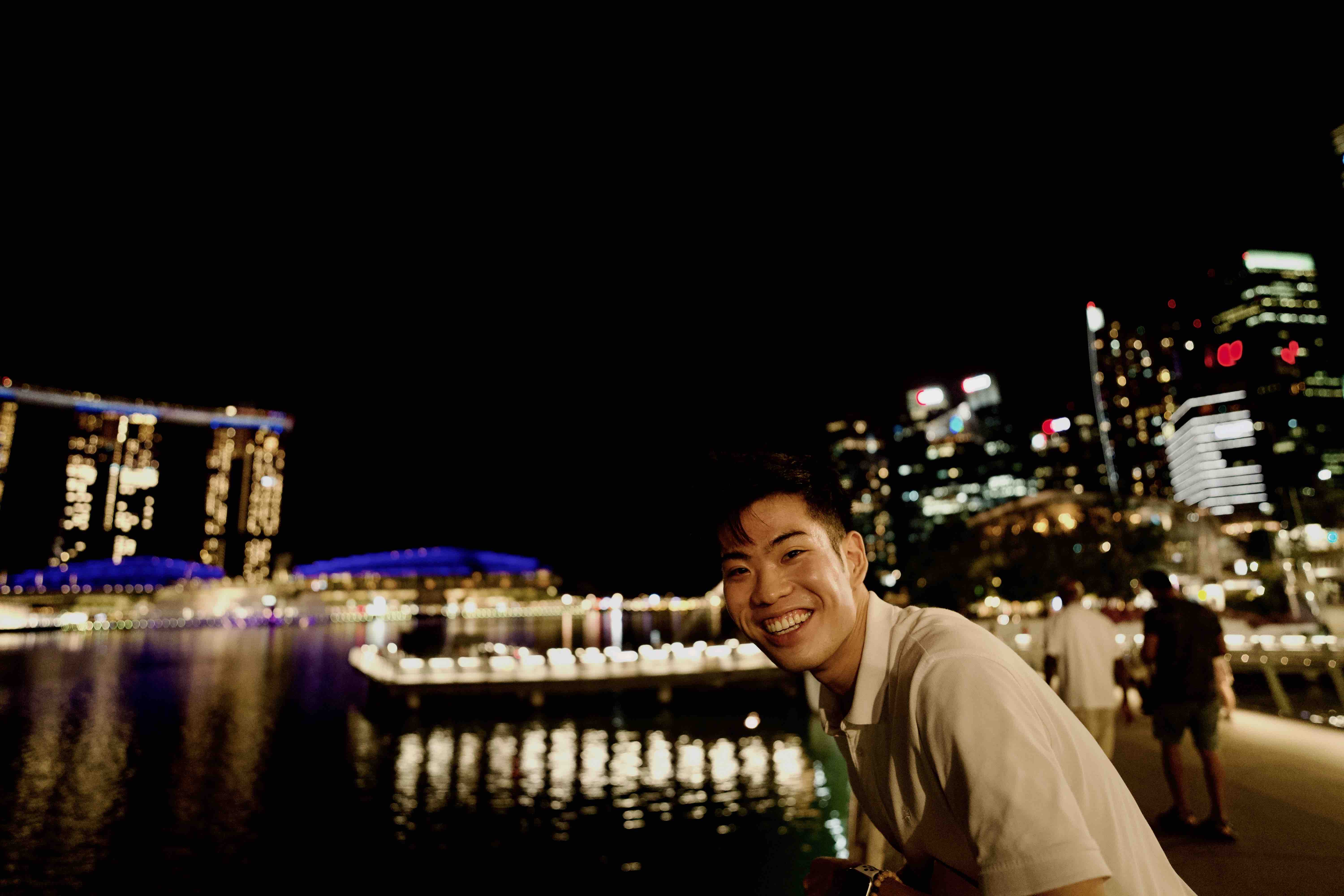 Jerome in front of Marina Bay Sands Singapore.